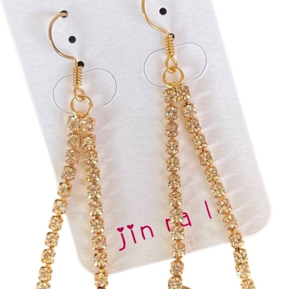 Tree of Life Dangling Gold-Plated Earrings with Rhinestones by Jin na la - Picture 3 of 7